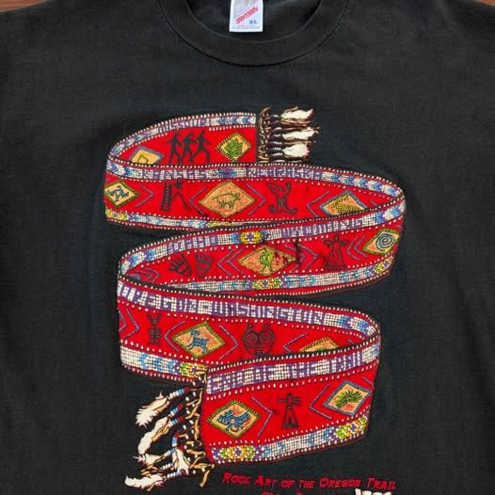 Vintage T-shirt size XL Rock Art of the Oregon Trail single stitch USA native - Picture 2 of 7